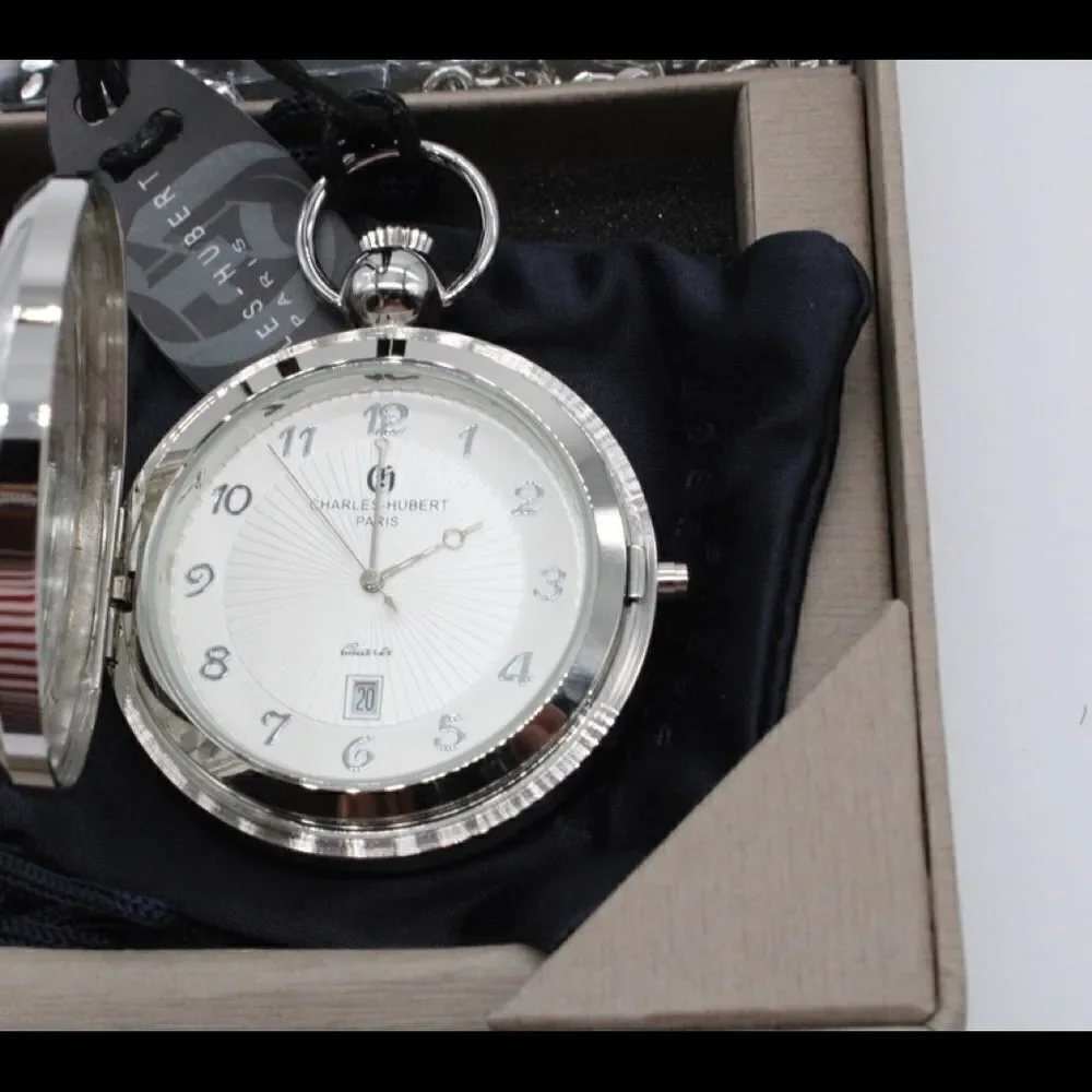 Charles-Hubert, Paris #3851 Hunter Case Picture Frame Quartz Pocket Watch